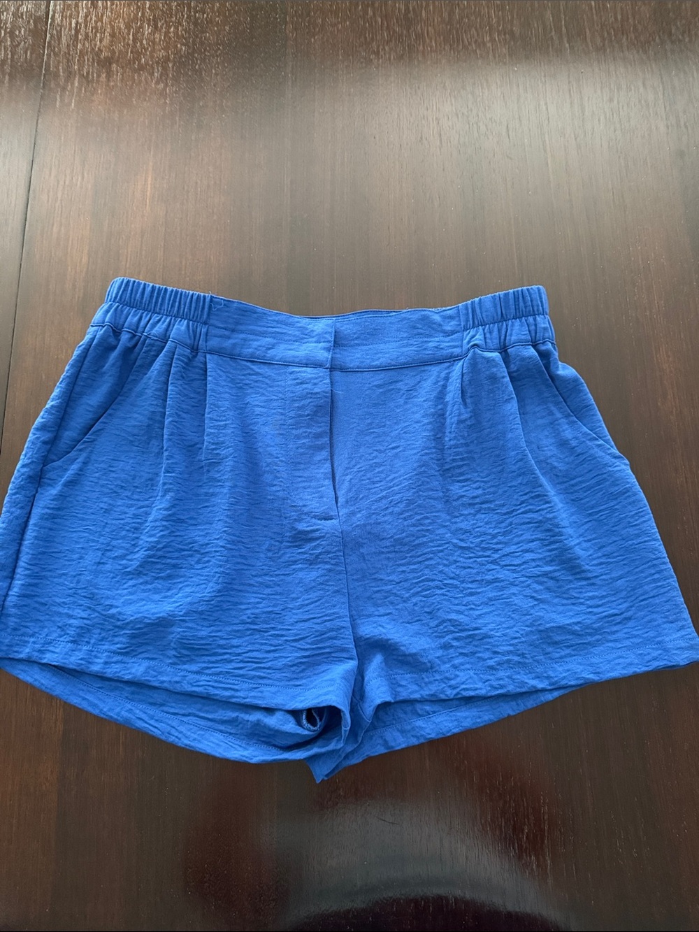 Umgee Women’s Blue Casual Elastic-Waist Shorts with zipper